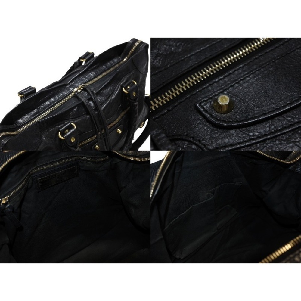 BALENCIAGA The City Handbag Shoulder Bag Black Leather - Picture 8 of 9